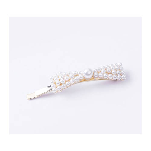 A-MDD-RIBBON Pearl White Ribbon Cute Trendy Korean Hairpins - Click Image to Close